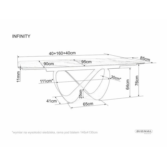 Stół Rozkładany INFINITY Ceramic (240-160)x95cm Beż Mat/Miedziany