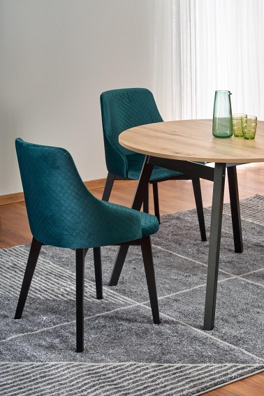 Stół Rozkładany RUBEN (102x142)x102 Dąb Artisan/Czarny