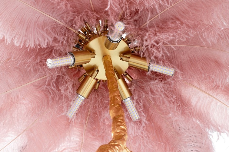 Lampa Podłogowa Tiffany 120x120x175 Złoty/Różowy