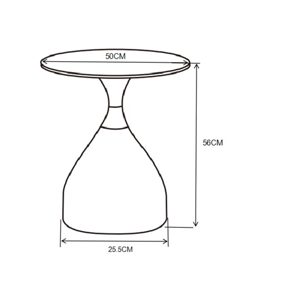 Ława L20-FX fi50 Biały Marmur/Czarny