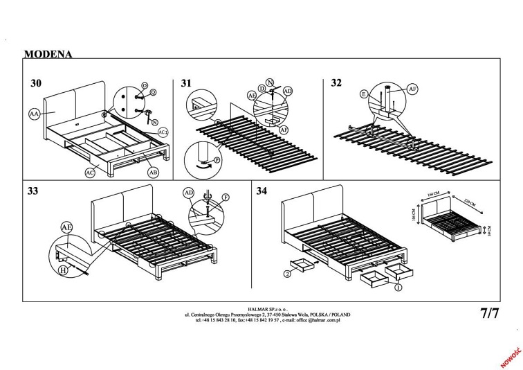 Łóżko z szufladami MODENA 3 160x200 Velvet Zielony