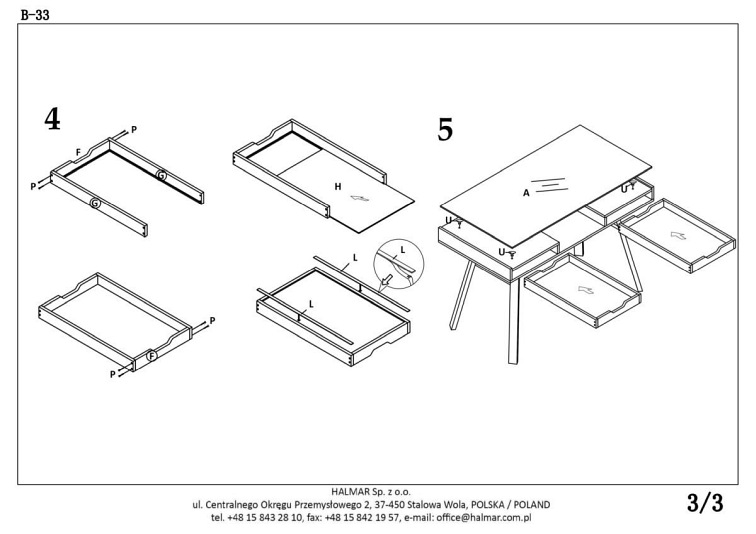 biurko B33 dąb sonoma-biały