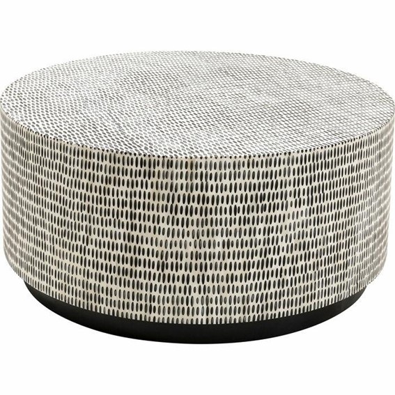 Stolik Kawowy PIANO Fi76cm Czarny/Biały