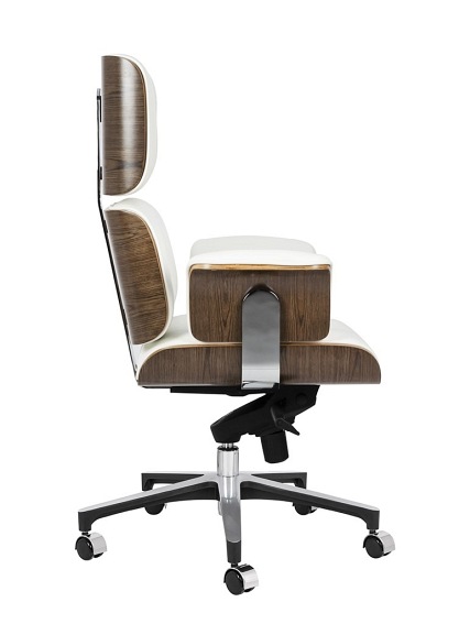 Fotel Biurowy LOUNGE BUSINESS Biały/Orzech