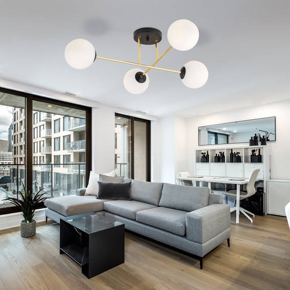 Lampa Sufitowa MAGNUM 4 Czarny/Opal