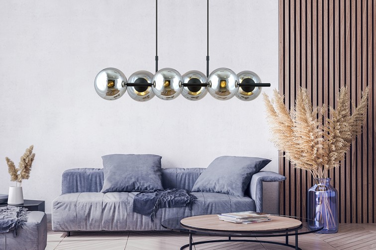 Lampa Wisząca RORY 6 Czarny/Grafitowy