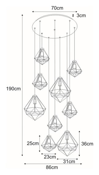 Lampa Wisząca MARKO KP-06 Czarny/Złoty
