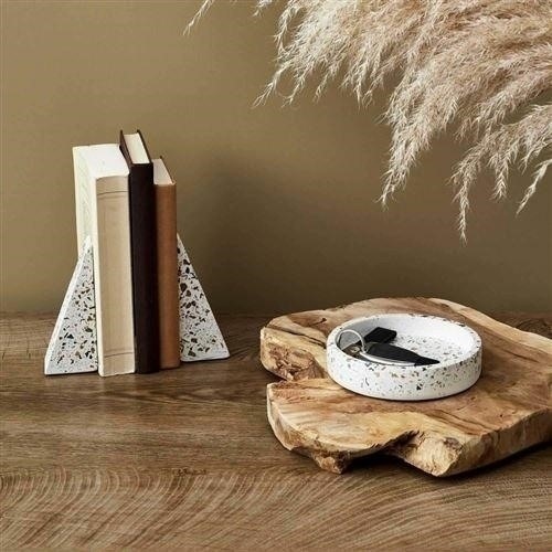 Zestaw Terrazzo 2 Podpórki do Książek + Miseczka na Drobiazgi