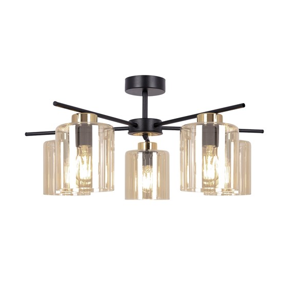 Lampa Sufitowa AURELIA K-5522 Czarny/Złoty/Bursztynowy