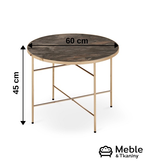 Ława ISABELLE fi60 Ciemny Marmur/Champagne