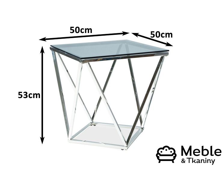 Ława SILVER B 50x50 Srebrny/Szkło Dymione