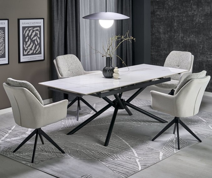 Stół Rozkładany VITORINO (160-220)x90 cm Biały/Czarny