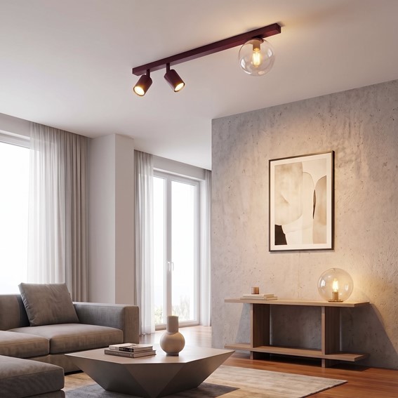 Lampa Sufitowa BASTER 3 Burgundowy/Transparentny