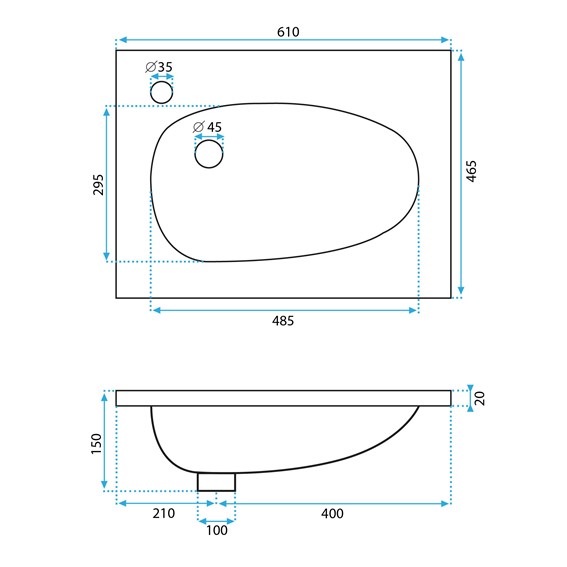 Umywalka Wpuszczana Konglomeratowa SELENA 60 Biały