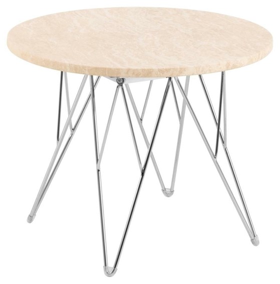 Stolik Kawowy PRUNUS fi55 Chrom/Trawertyn