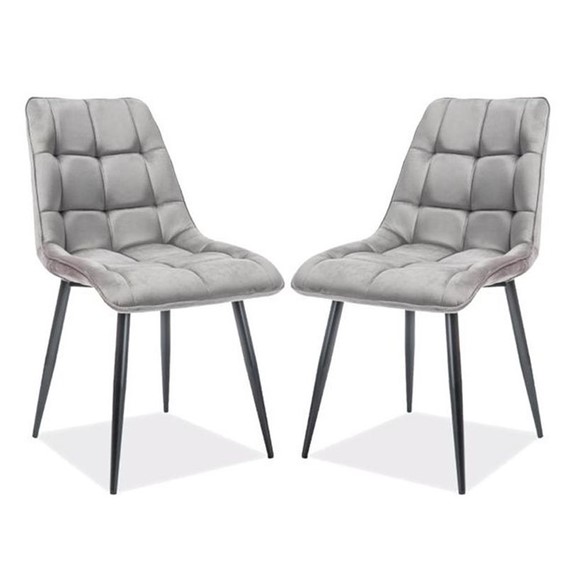 Zestaw 2x Krzesło CHIC Velvet Czarny/Szary Bluvel 14