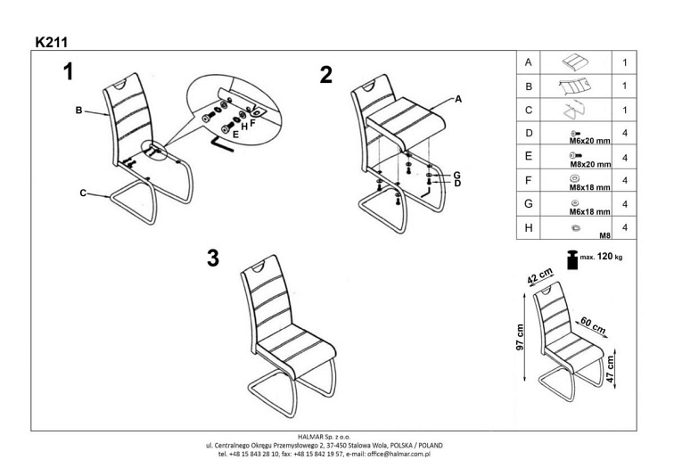 Krzesło K211 Chrom/Biały Ekoskóra