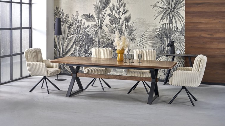 Stół Rozkładany BARON (200-350)x100 cm Orzechowy/Czarny