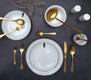 Talerz Głęboki PEARL GOLD 20cm Biały