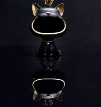 Figurka Kot do Przechowywania Czarny/Złoty