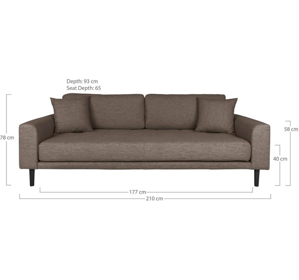 Sofa LIDO Trzyosobowa Brązowy/Czarny