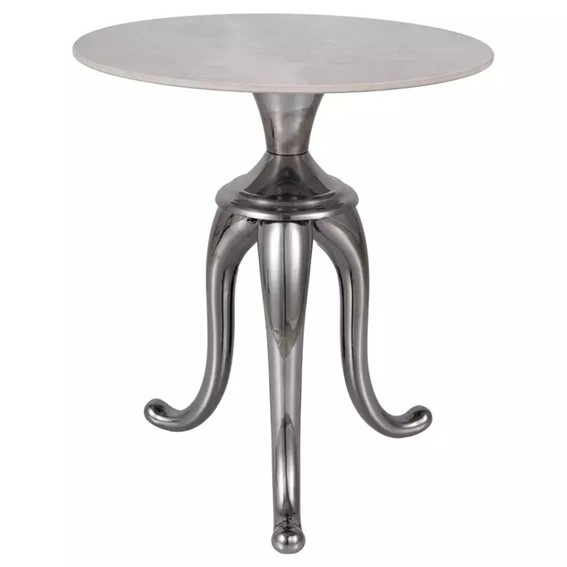 Ława SNAKE fi48 Biały Efekt Marmuru/Srebrny