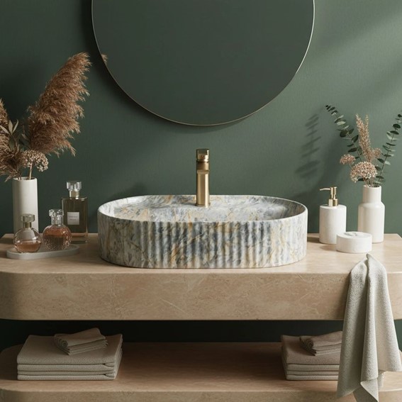 Umywalka Nablatowa MARCELA 60 RUSTSTONE Szary