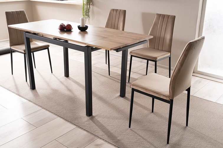 Stół Rozkładany GD-017 (110-170)x74 Czarny/Dąb Artisan