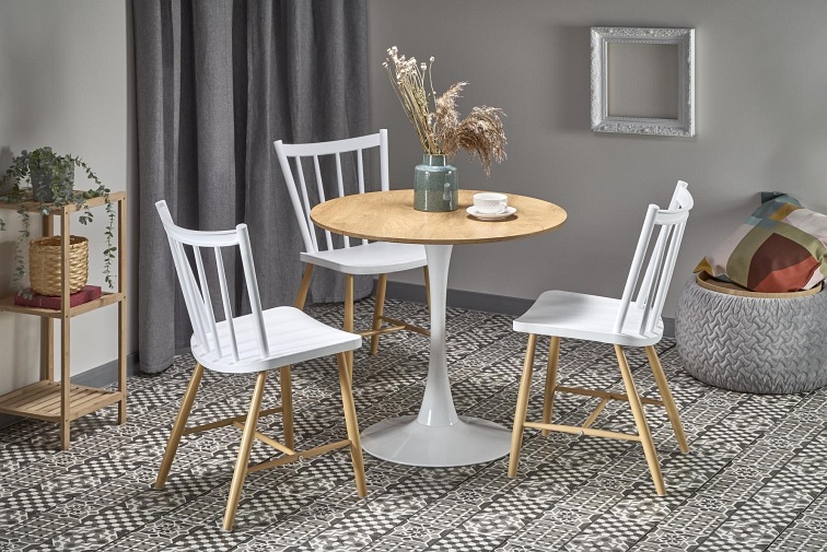 Stół Sting 80x80 Biały/Dąb