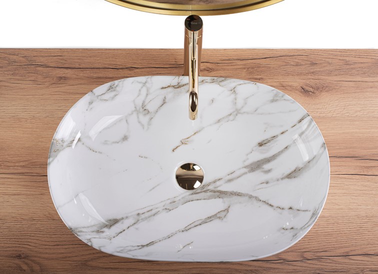 Umywalka Nablatowa CLEO 61 AIAX SHINY Biały