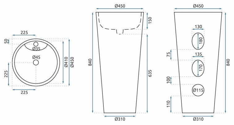 Umywalka Wolnostojąca ANYA LAVA MATT Biały