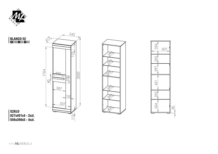 Witryna BLANCO 02 Sosna Śnieżna