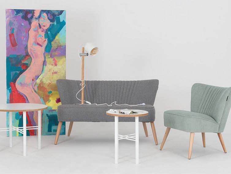 Stolik Kawowy PENTO 40 Biały/Naturalny