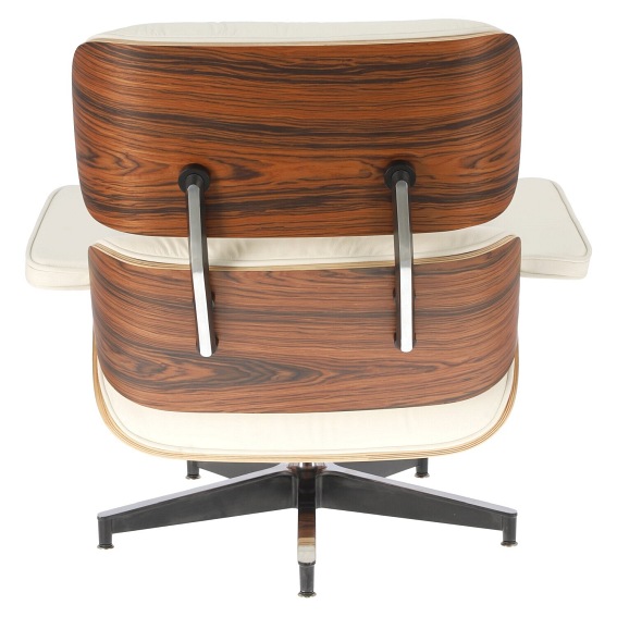 Fotel z Podnóżkiem VIP 54x82x85 Biały/Rosewood/Srebrna Baza