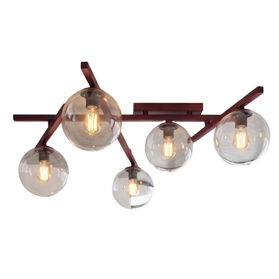 Lampa Sufitowa SMART 5 Burgundowy/Transparentny