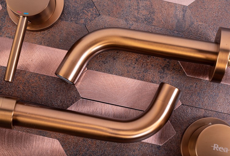 Bateria Umywalkowa Podtynkowa LUNGO + Box Miedź Szczotkowana