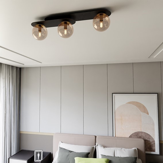 Lampa Sufitowa PLAZA 3 Czarny/Miodowy