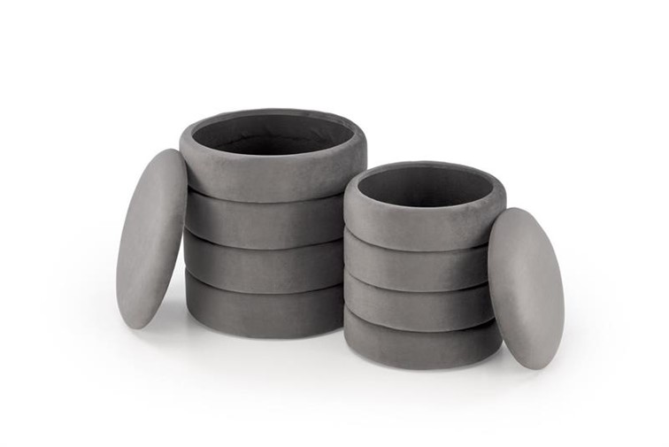 Zestaw 2 Puf PACHO Popielaty