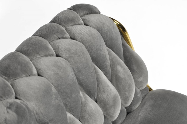 Krzesło IRIS LUX Welur Złoty/Szary