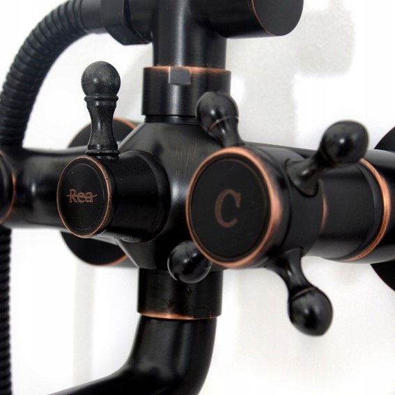 Zestaw Natryskowy RETRO Czarny Przecierany