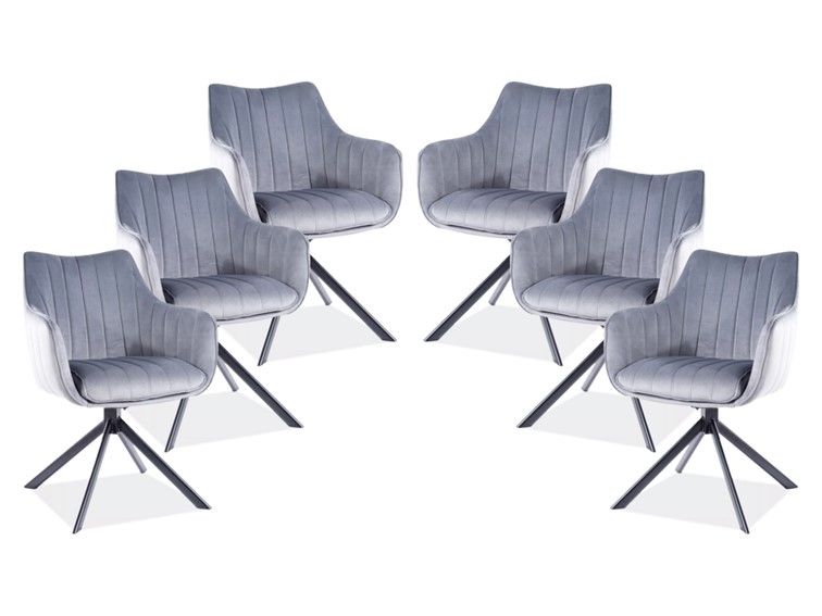 Zestaw 6x Krzesło AZALIA Velvet Czarny/Szary Bluvel 14