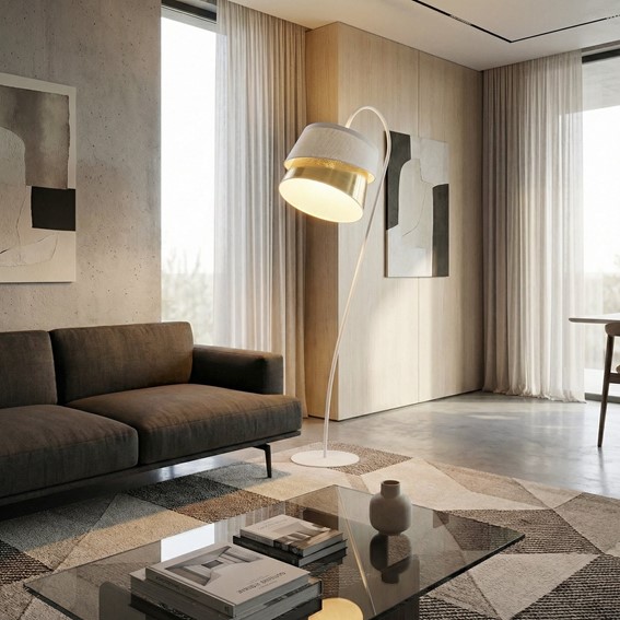 Lampa Podłogowa CANVA LP1 Złoty/Biały