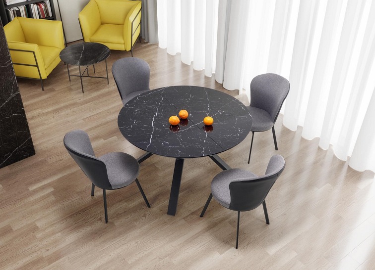 Stół Rozkładany VERTIGO (130-180)x130 cm Czarny