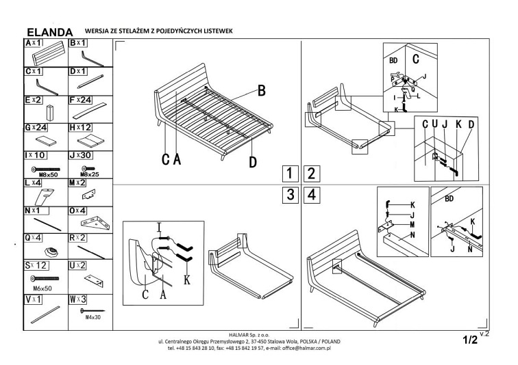 Łóżko ELANDA 160x200cm Jasny Popiel