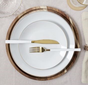 Talerz Głęboki PEARL GOLD 20cm Biały