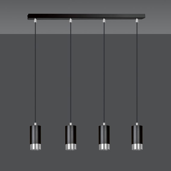 Lampa Wisząca FUMIKO 4 Czarny/Chrom