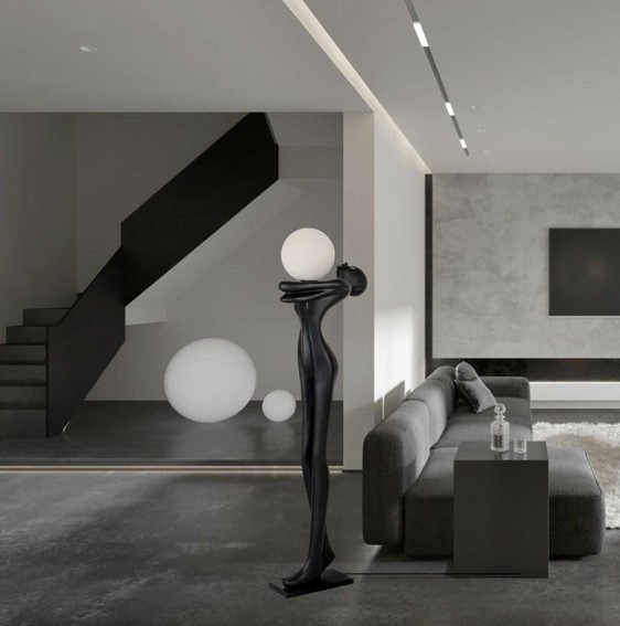 Lampa Podłogowa HUMAN MOON Włókno Szklane/Szkło