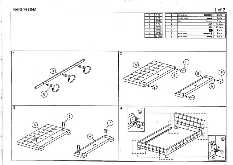 Łóżko BARCELONA 160x200 Szary + Materac FAMILY MAX