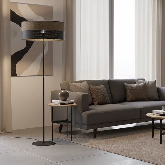 Lampa Podłogowa KARBON LP1 Czarny/Brązowy