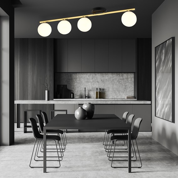 Lampa Sufitowa MONZA 4 Czarny/Opal